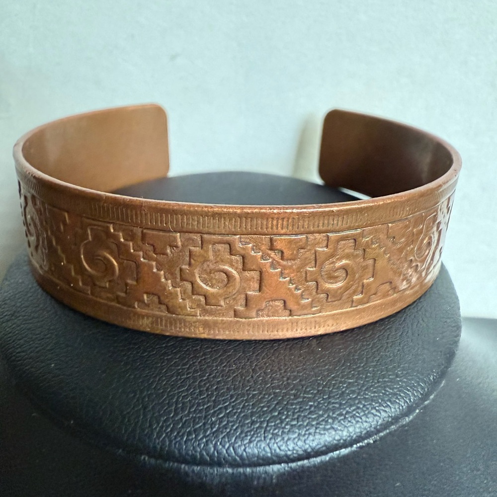 Vintage Copper Patterned Bracelet - image 1